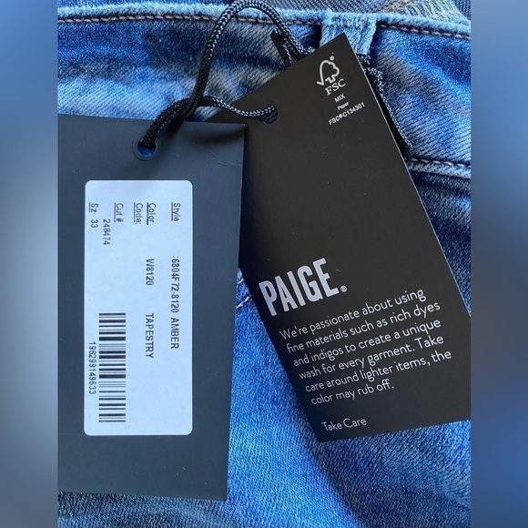 NEW w/TAGS PAIGE Amber Mid Rise Straight Ankle Jeans Women's Size 33 - Picture 9 of 12